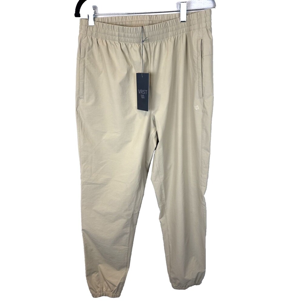 VRST Training Pants Sz M Tan Beige Nylon Joggers Gym Athleisure NWT